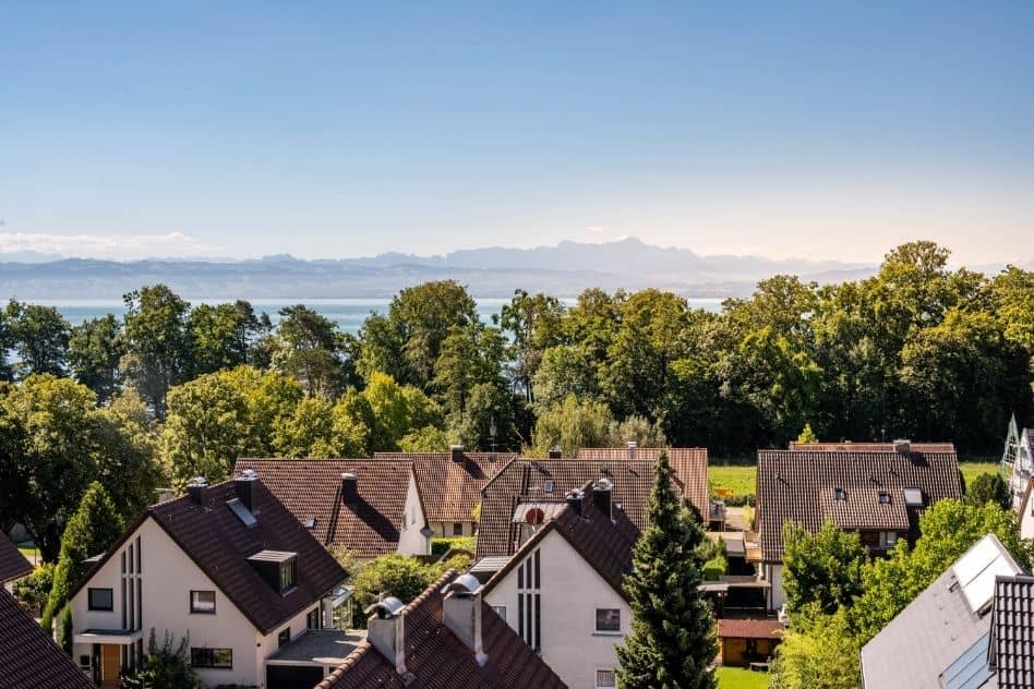 Aussicht über die Dächer Lage Hotel Maier Dächer Vogelperspektive